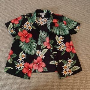 Hawaiian floral button up top size Adult S